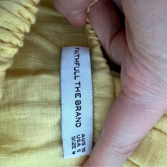 Anthropologie Faithfull the Brand Savoy 100% Linen Yellow Dress Size S - Picture 8 of 8